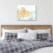 Illustratie van de haven van Porofino met zeilboot Canvas Afdruk (Insitu (Slaapkamer))