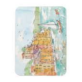 Illustratie van de haven van Porofino met zeilboot Magneet (Verticaal)