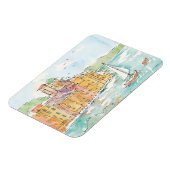 Illustratie van de haven van Porofino met zeilboot Magneet (Linkerzijde)