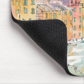 Illustratie van de haven van Porofino met zeilboot Muismat (Hoek)