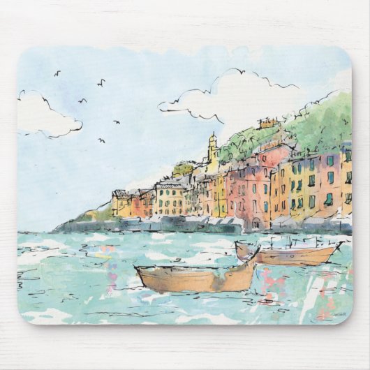 Illustratie van de haven van Porofino Muismat (Voorkant)