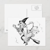 illustratie van de  heks briefkaart (Voorkant / Achterkant)