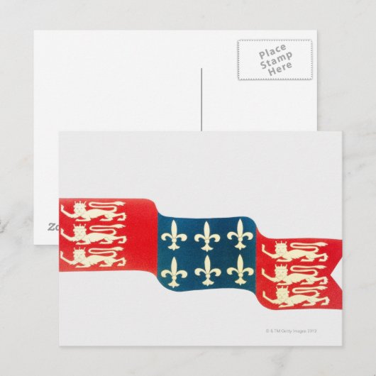 Illustratie van de Honderdjarige Oorlogsvlag met Briefkaart (Voorkant / Achterkant)