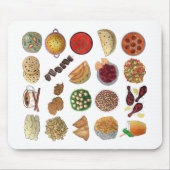 Illustratie van de Indiase voedselverwerkende indu Muismat (Voorkant)