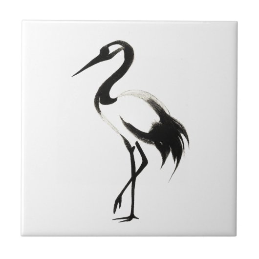 Illustratie van de inktkraan - Zen Brush Design op Tegeltje (Voorkant)