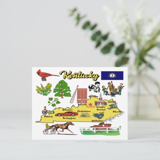 Illustratie van de Kentucky Map Briefkaart (Staand voorkant)
