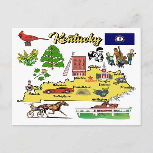 Illustratie van de Kentucky Map Briefkaart (Voorkant)
