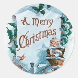 Illustratie van de kerstfeestdag ronde sticker