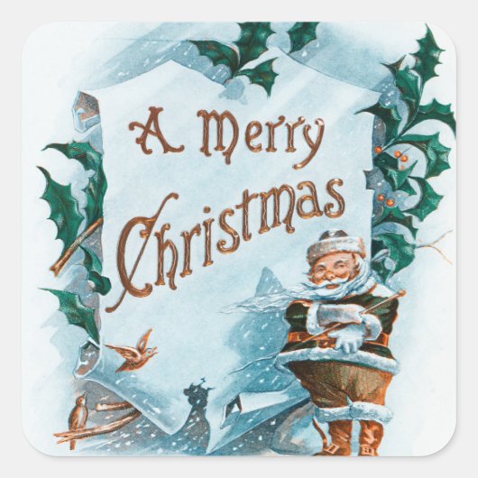 Illustratie van de kerstfeestdag vierkante sticker (Voorkant)