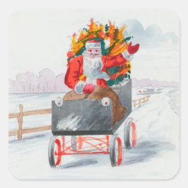 Illustratie van de kerstfeestdag vierkante sticker