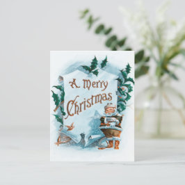 Illustratie van de kerstman feestdagenkaart