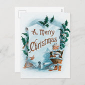 Illustratie van de kerstman feestdagenkaart (Voorkant / Achterkant)