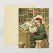  illustratie van de Kerstman met zijn boek V2 Feestdagenkaart (Voorkant / Achterkant)
