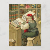  illustratie van de Kerstman met zijn boek V2 Feestdagenkaart (Voorkant)