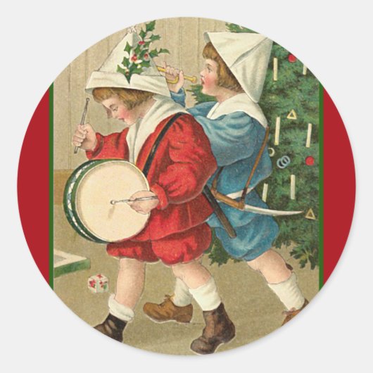  illustratie van de kerstochtend ronde sticker (Voorkant)