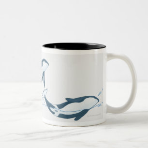 Illustratie van de Killer Whales (Orcinus orca) Tweekleurige Koffiemok