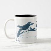 Illustratie van de Killer Whales (Orcinus orca) Tweekleurige Koffiemok (Links)