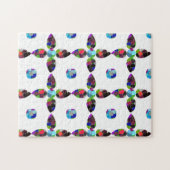 Illustratie van de kleurenillustratie Turquoise Fl Legpuzzel (Horizontaal)