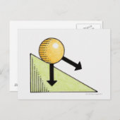 Illustratie van de kogel die langs een helling bew briefkaart (Voorkant / Achterkant)