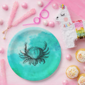 Illustratie van de krab (Zee-life-strand-dier) Papieren Bordje (Feest)