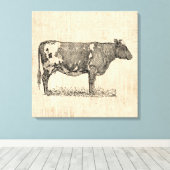 illustratie van de Kunst van de Koe met de Achter Canvas Afdruk (Insitu (Houten vloer))