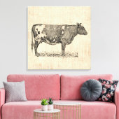  illustratie van de Kunst van de Koe met de Achter Canvas Afdruk (Insitu (Woonkamer))