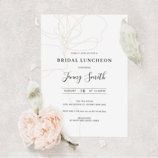 Illustratie van de lijnkunstbridal luncheon-uitnod kaart