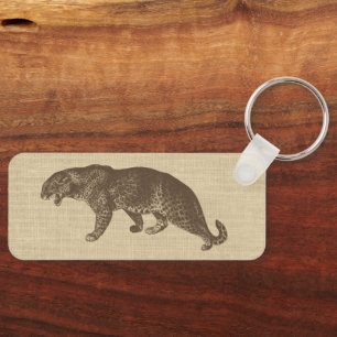  illustratie van de luipaard op Burlap Magnet Sleutelhanger