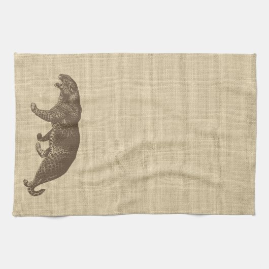 Illustratie van de  luipaard over de overlapping theedoek (Horizontaal)