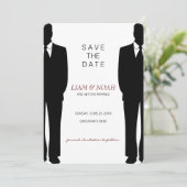 Illustratie van de Mannen in Suit Save The Date (Staand voorkant)
