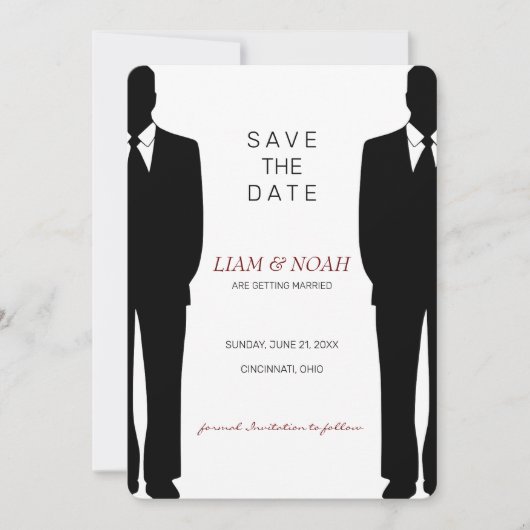 Illustratie van de Mannen in Suit Save The Date (Voorkant)