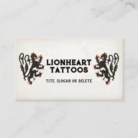 Illustratie van de middeleeuwse leeuw visitekaartje (Voorkant)