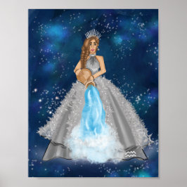 Illustratie van de Mode Aquarius Goddess in Navy B Poster