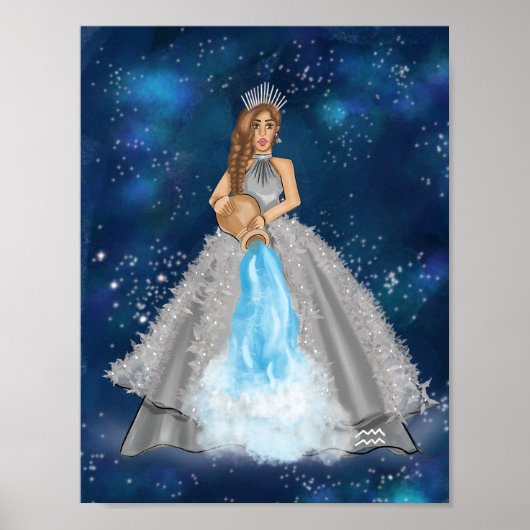 Illustratie van de Mode Aquarius Goddess in Navy B Poster (Voorkant)