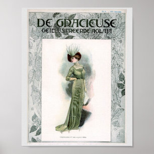 Illustratie van de  Mode Elite Lady Green Gown Poster
