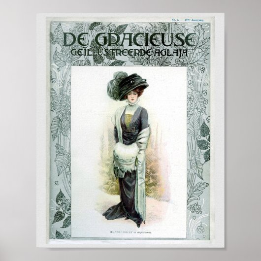 Illustratie van de  Mode Elite Lady in Green Poster (Voorkant)