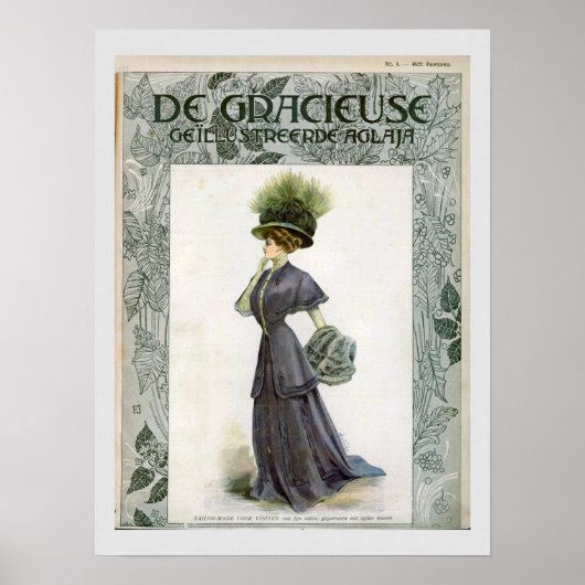 Illustratie van de Mode Lady Botanisch Pet P Poster (Voorkant)