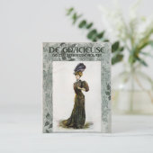 Illustratie van de  Mode Lady Feather Boa Pet Briefkaart (Staand voorkant)