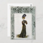 Illustratie van de  Mode Lady Feather Boa Pet Briefkaart (Voorkant / Achterkant)