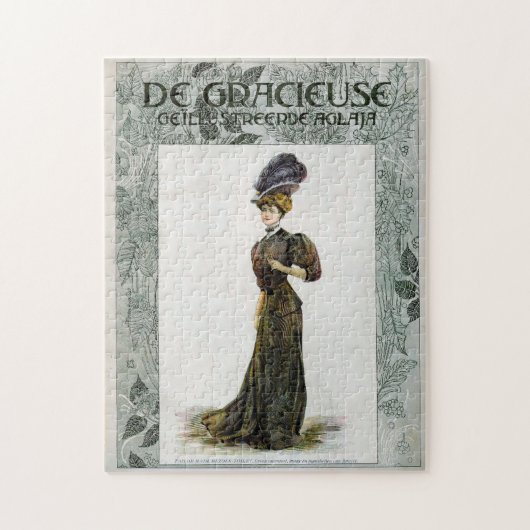 Illustratie van de  Mode Lady Feather Boa Pet Legpuzzel (Verticaal)