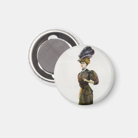 Illustratie van de  Mode Lady Feather Boa Pet Magneet (Voorkant / Achterkant)