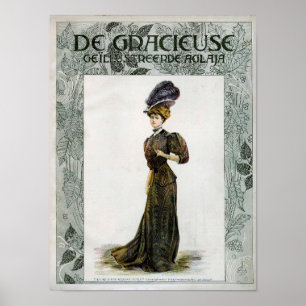 Illustratie van de  Mode Lady Feather Boa Pet Poster