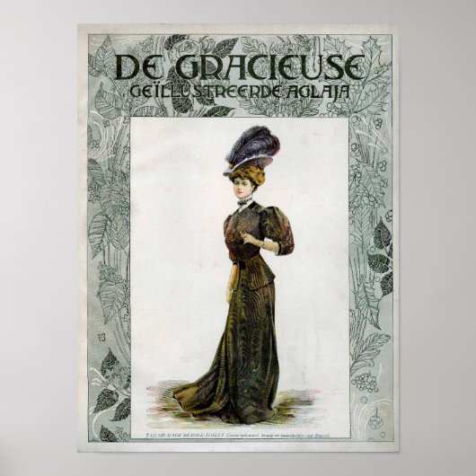 Illustratie van de  Mode Lady Feather Boa Pet Poster (Voorkant)