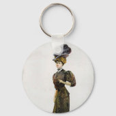 Illustratie van de  Mode Lady Feather Boa Pet Sleutelhanger (Achterkant)