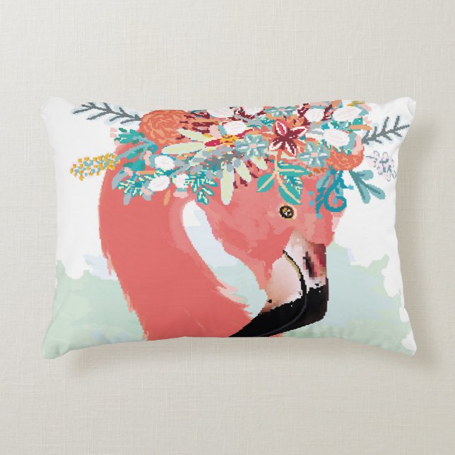 illustratie van de mode met roze flamingoflami accent kussen (Voorkant)