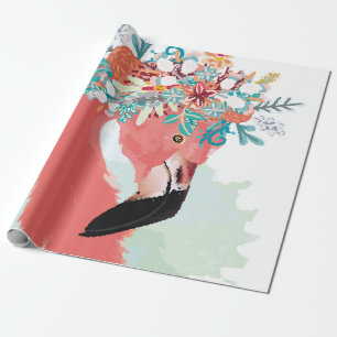 illustratie van de mode met roze flamingoflami cadeaupapier