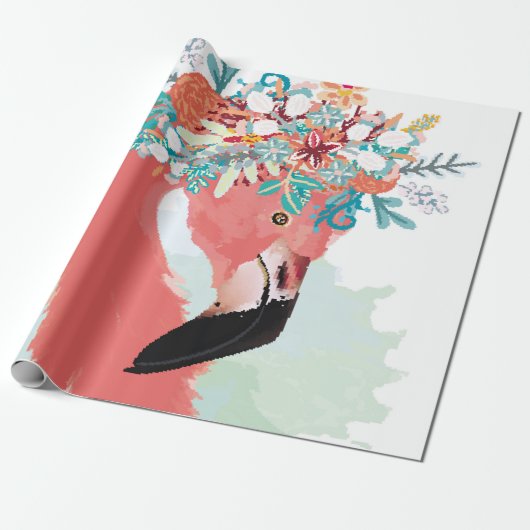 illustratie van de mode met roze flamingoflami cadeaupapier (Uitgerold)