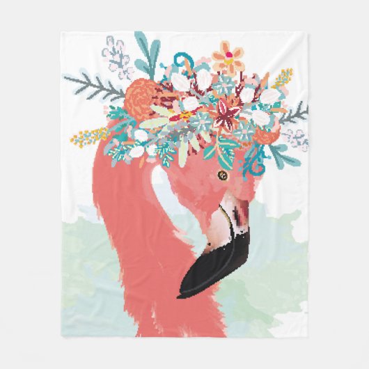 illustratie van de mode met roze flamingoflami fleece deken (Voorkant)