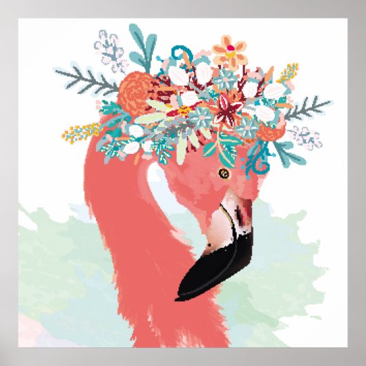 illustratie van de mode met roze flamingoflami poster (Voorkant)