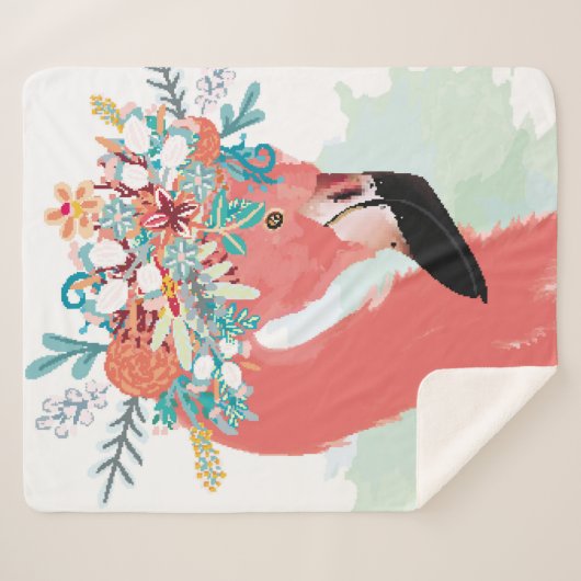 illustratie van de mode met roze flamingoflami sherpa deken (Voorkant (horizontaal))